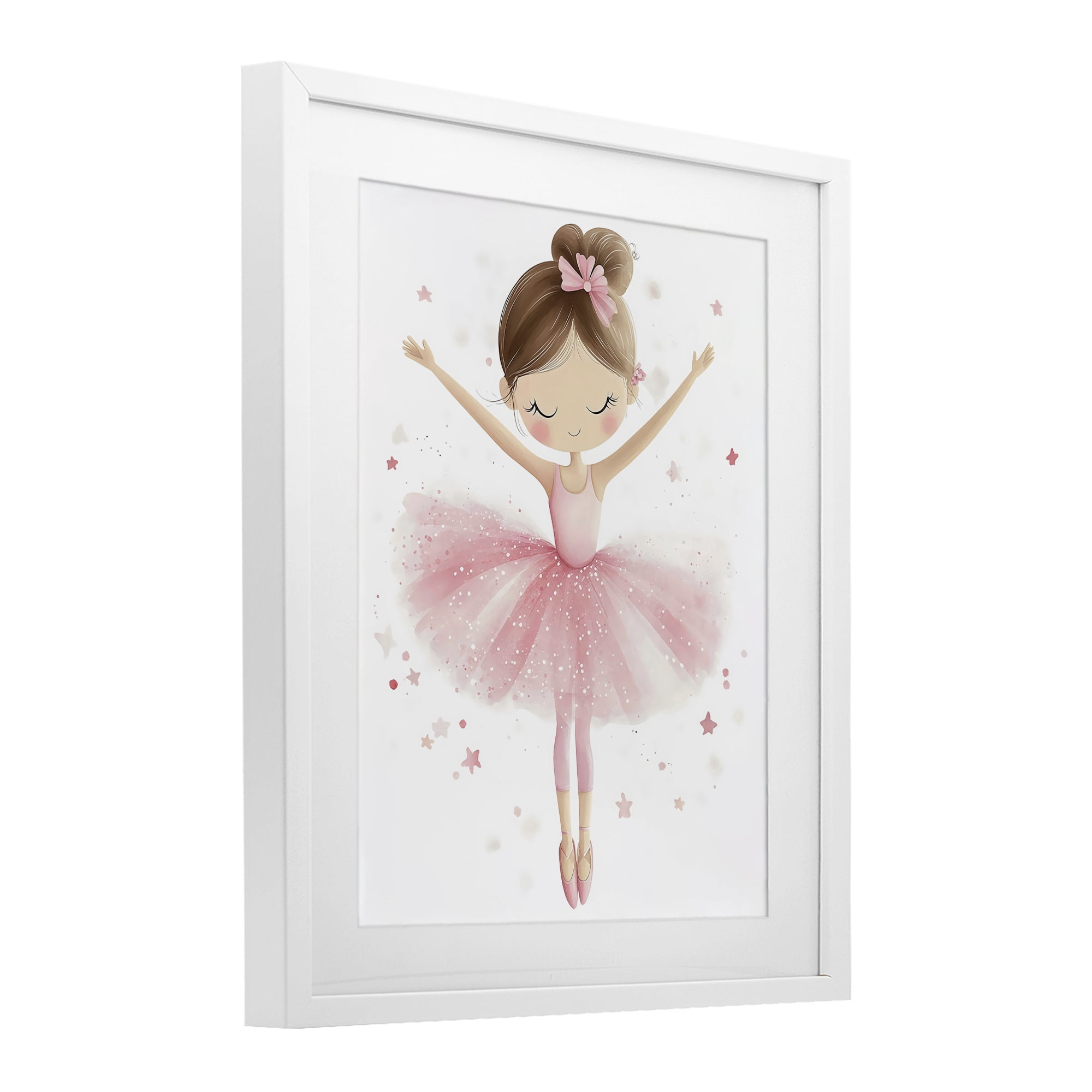 Stupell Industries Graceful Ballerina Pose White Framed Print Under Glass, design by Creative Studio