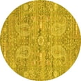 thumbnail image 1 of Ahgly Company Machine Washable Indoor Round Persian Yellow Traditional Area Rugs, 7' Round, 1 of 4