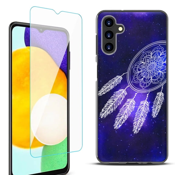 Slim-Fit Protective Fashion Phone Case (Black) for Samsung Galaxy A13 5G, with Tempered Glass Screen Protector, by OneToughShield ® - Dream Catcher