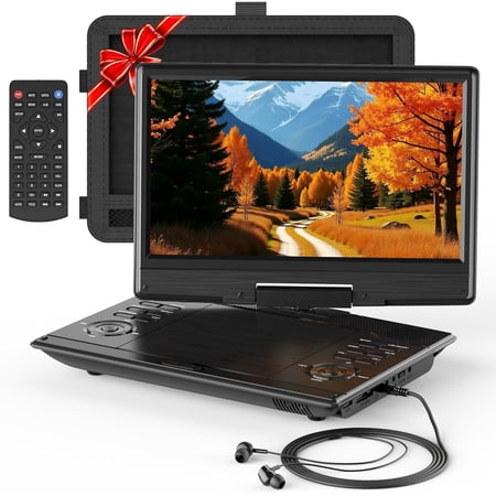 13.5  Portable DVD Player for Kids and Car with 11.6 Screen & Headphones 4-6 Hours Working Time Car DVD Player with Headrest Mount Remote Control Dual Speakers Region Free Support Sync TV/USB/SD/AV
