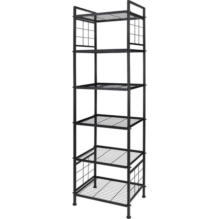 6-Wire Standing Storage Shelf, Metal Shelving Unit Pantry Rack for Laundry Kitchen Bathroom Organizer(Black)