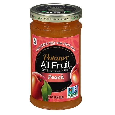 Polaner All Fruit Spreadable Peach, Fruit Spread, Non-GMO, Gluten Free, 10 oz