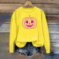 thumbnail image 5 of Ounisa Halloween Women's Pullover Thanksgiving Sweatshirt Pumpkin Horrible Smile Printed Crew Neck Blouse Long Sleeve Tops with Pocket, 5 of 5