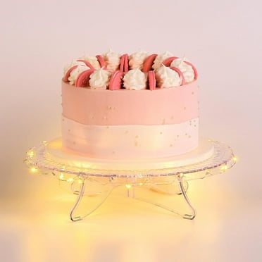 Lighted Clear Cake Stand Plate Holder with String Lights Fit for  Cakes for Wedding Birthday Cake Decorations