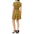 thumbnail image 4 of Allegra K Women's Peter Pan Collar Puff Sleeves Above Knee Plaid Grid Dress, 4 of 7