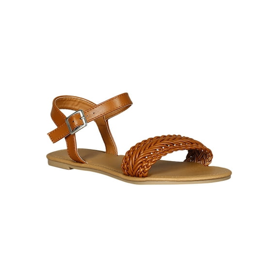 Women Metallic /LeatheretteWoven Open Toe Flat Sandal 18471