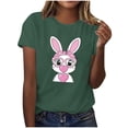 thumbnail image 2 of Mifsaly Easter tops for Women Short Sleeve Crewneck Cotton T-Shirts Bunny with Pink Heart Glasses and Bow Graphic Lightweight Breathable Versatile Summer Tees XXL, 2 of 6