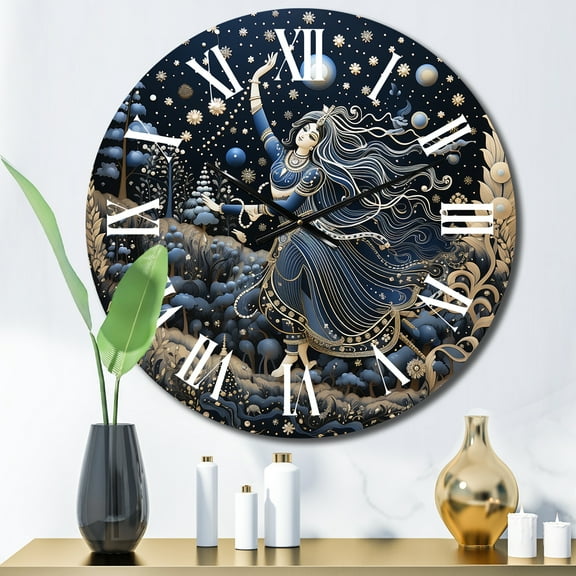 Designart "Cosmic Dance Hinduisim Art wall art I" Spiritual Oversized Wall Clock
