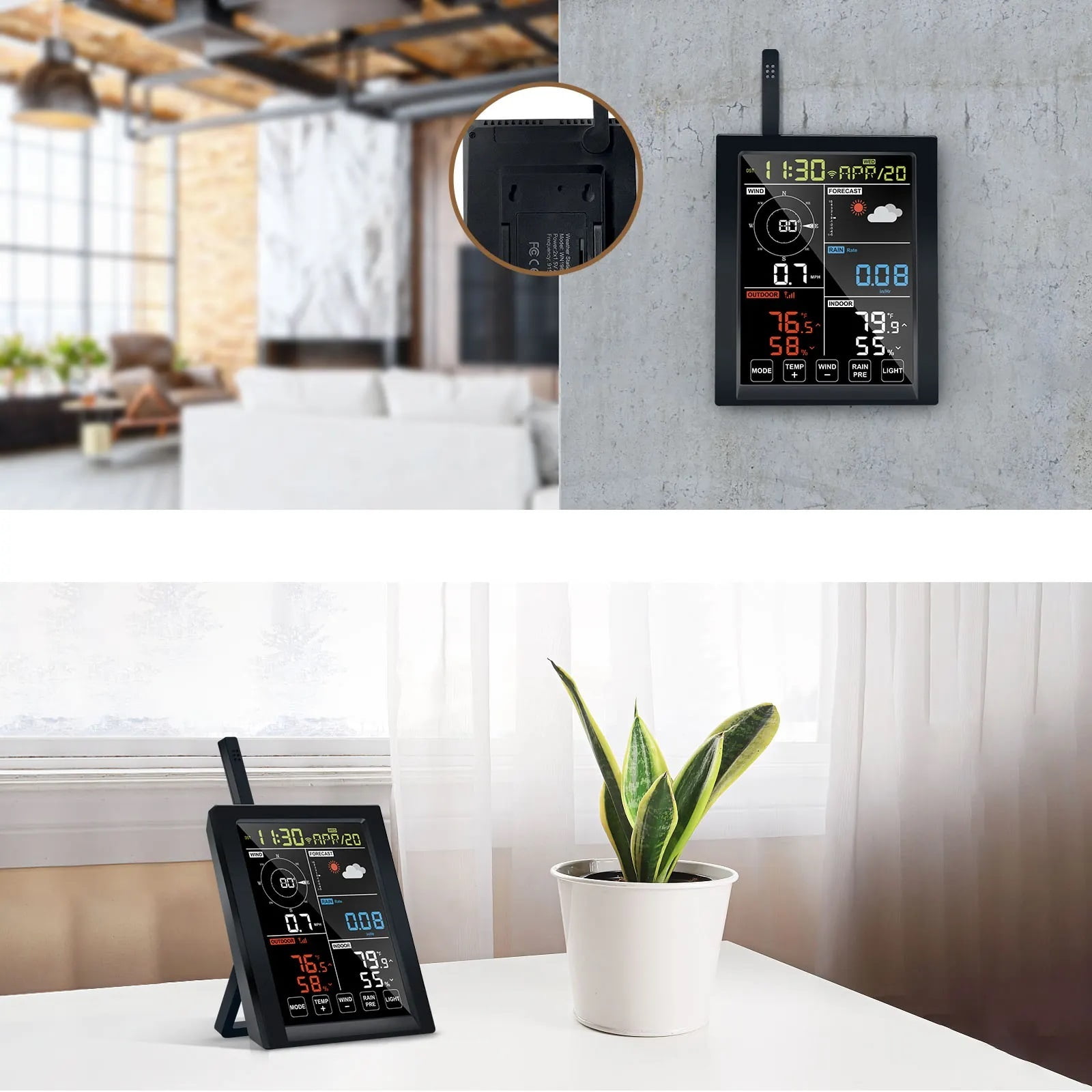 Weather Station Display Console Receiver WLAN Self-contained Barometric Temperature Humidity ,High Precision