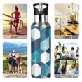 thumbnail image 7 of Yayeee 20oz Insulated Water Bottle Double Wall Stainless Steel with Flip Straw Lid, Blue White Geometric Patterns, 7 of 7