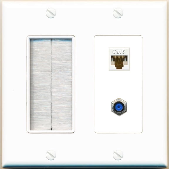 RiteAV CAT6 F81 with Brush Wall Plate [White]