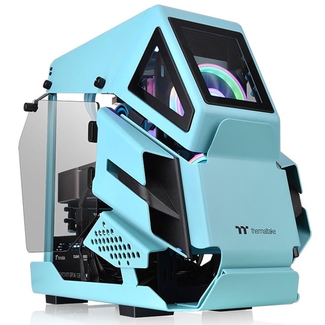 Gabinete Gamer Thermaltake AH T200 Micro ATX Cristal Templado Turquesa