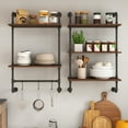 thumbnail image 3 of Display Shelves Industrial Pipe Shelf 3 Tier and 2 Tier Wall Mounted Shelves 36in Wood Display Shelves, and 3 additional hooks,Farmhouse Kitchen Bar Shelf, DIY Bookshelf Unit Hanging Wall Shelves fo, 3 of 13