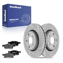 AutoShack 13.78" (350 mm) Front Vented Drilled & Slotted Brake Rotors Coated   Ceramic Brake Pads | Replacement for 2011-2016 Dodge Durango | Silver Zinc Coated | 6-PC Brake Kit | SilverShield Pro