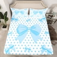 thumbnail image 2 of Erosebridal Kawaii Bowknot Full Sheet Sets,Blue White Bedding Full Size,Cartoon Polka Dots Bed Sheets Set Full Size,Microfiber Teenager Room Decoration,4-Piece, 2 of 7
