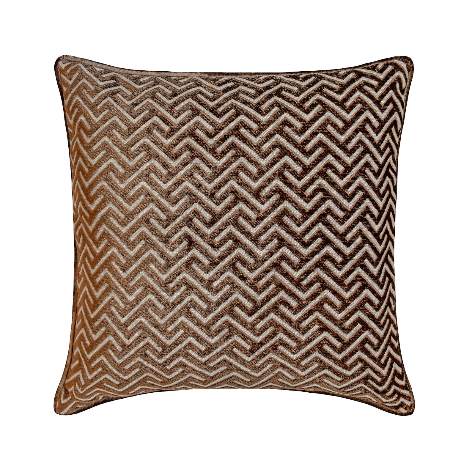 Decorative Brown 12"x12" (30x30 cm) Throw Pillow Covers, Velvet Chevron