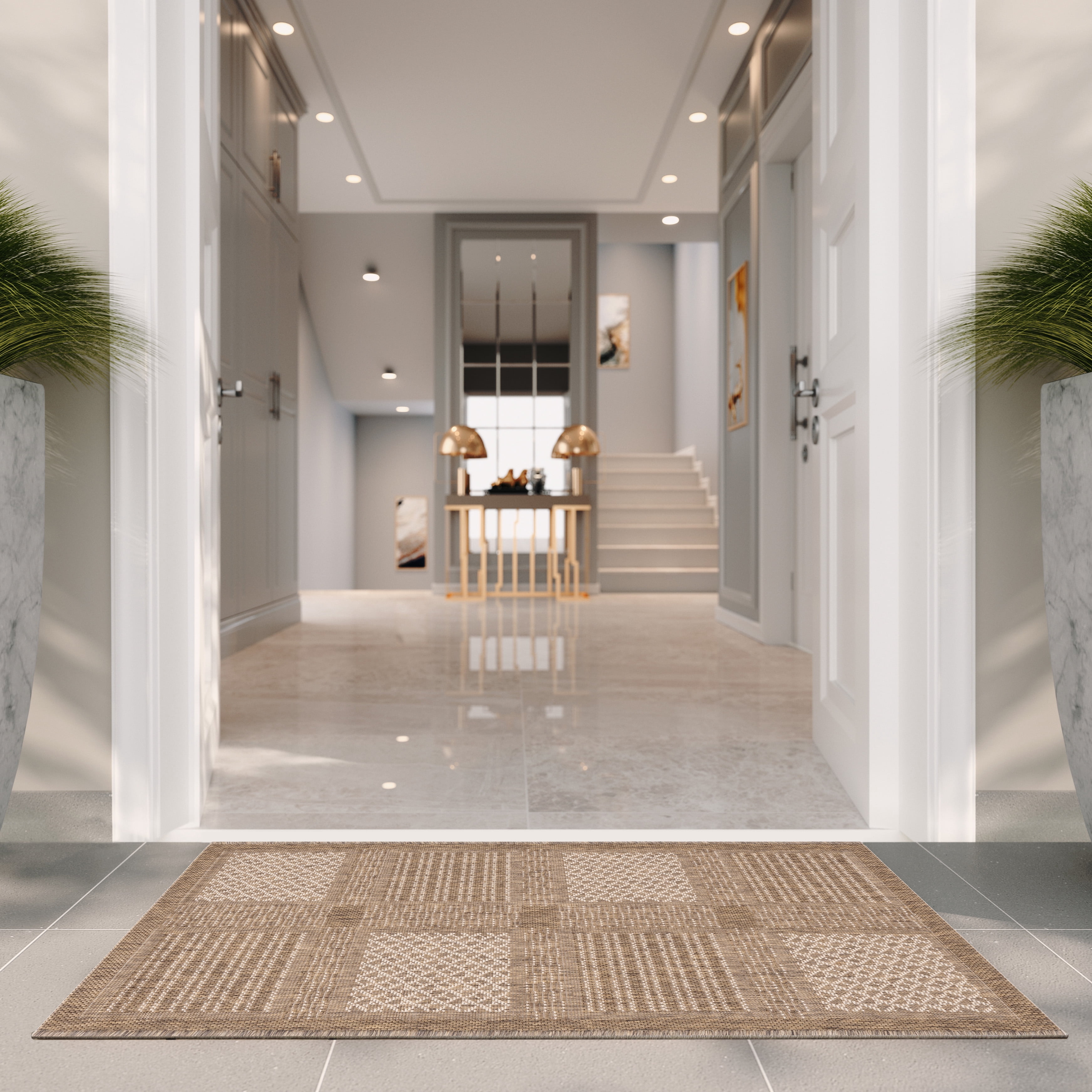 Safavieh Courtyard Eileen Geometric Indoor/Outdoor Area Rug, Brown/Natural, 8' x 11'
