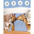 thumbnail image 2 of Baby Blankets Fleece Plush Throw Fuzzy Lightweight Super Soft Microfiber Flannel Blankets for Toddler and Kids Receiving Blankets Luxurious Warm and Cozy Giraffe Being Kissed Animal Print 30"x40", 2 of 6