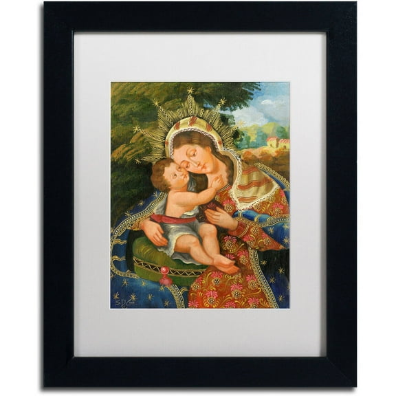 Trademark Fine Art "The Virgin and Son III" Canvas Art by Masters Fine Art, White Matte, Black Frame