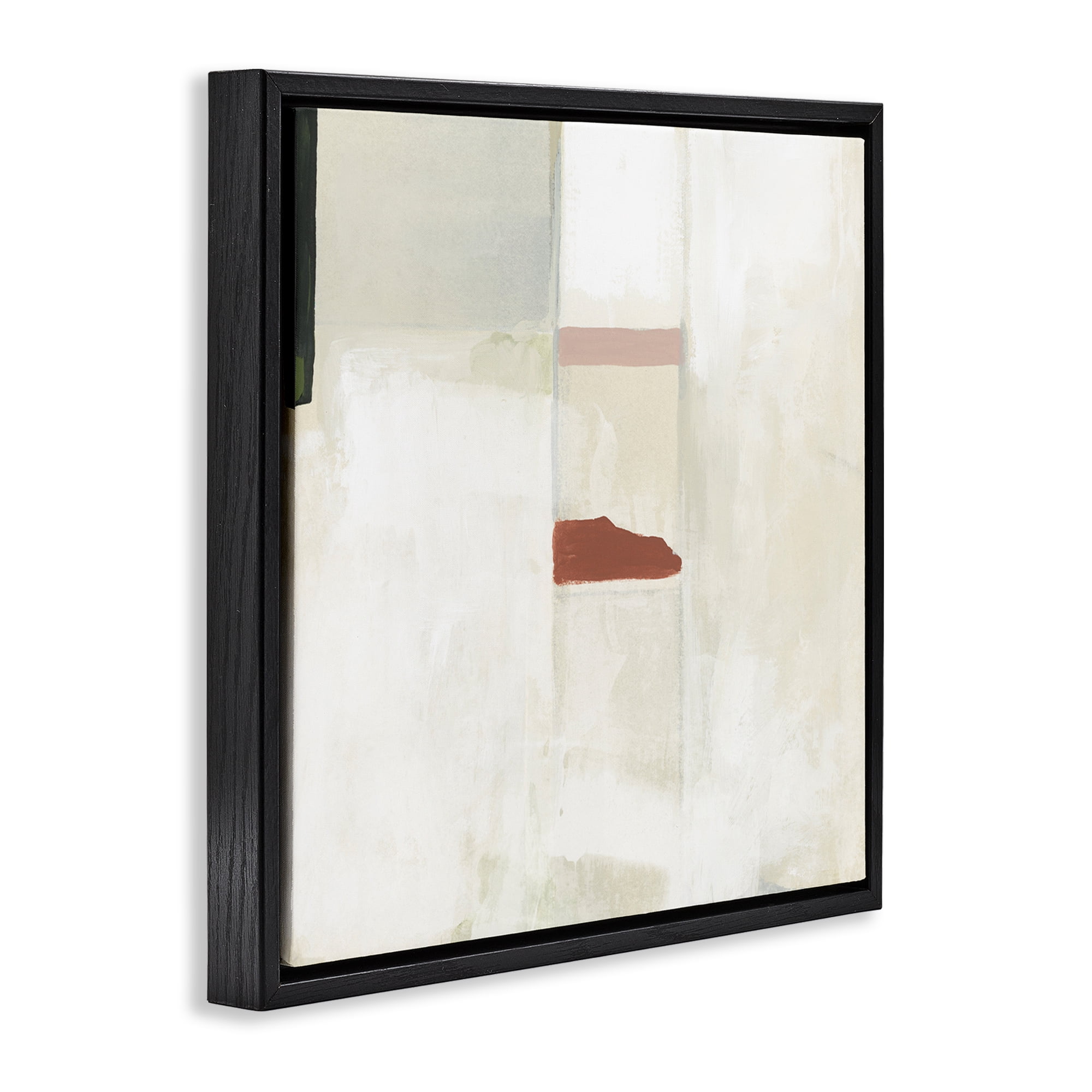 Stupell Industries Abstract with Terracotta Accent Abstract Painting Black Floater Framed Canvas Art Print Wall Art, 25 x 25