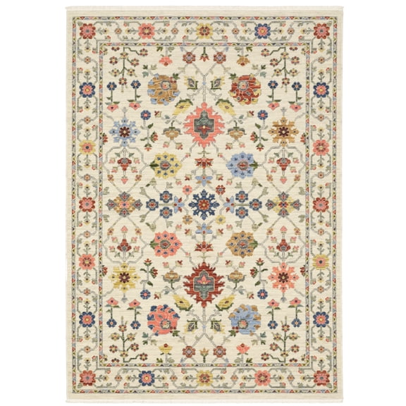 Woven Trends Cabana - 093W1 - Traditional, Persian Pattern, Pet & Family Friendly, Living Room, Dining Room, Office, Power Loomed, Low Pile Wool Area Rug in Ivory - 3' x 5'