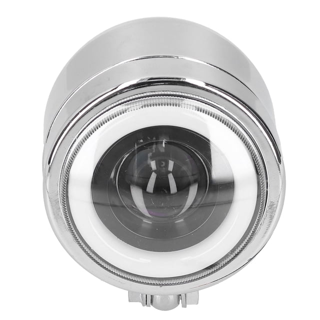 Faro delantero LED universal de 4,25 pulgadas, Ojos de Ángel redondos, haz alto y bajo, carcasa cromada DRL para motocicleta Retro (luz blanca, luz amarilla) Jadeshay A