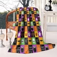 thumbnail image 4 of Halloween Patchwork Icons Pattern Blanket,Comfortable Soft Flannel Throw Blanket,All Season,Warm Lightweight Blankets for Sofa Bed Couch Living Room Chair,50"x60", 4 of 4