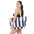 thumbnail image 2 of Extra Large Beach Bags Totes Women Waterproof Sandproof Big Tote Bag Zipper Inner Pockets Rope Handle Canvas with Zip Closure Swim Pool Gym Picnic Travel Weekend Accessorie Striped Blue Handbag Gifts, 2 of 6