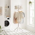 thumbnail image 2 of SONGMICS 2-Tier Clothes Drying Rack, 72-Inch Folding Laundry Drying Rack with 3 Rotatable Arms for Hangers, 24 Clips, Stainless Steel, for 27 Pieces of Clothes, White and Silver, 2 of 4