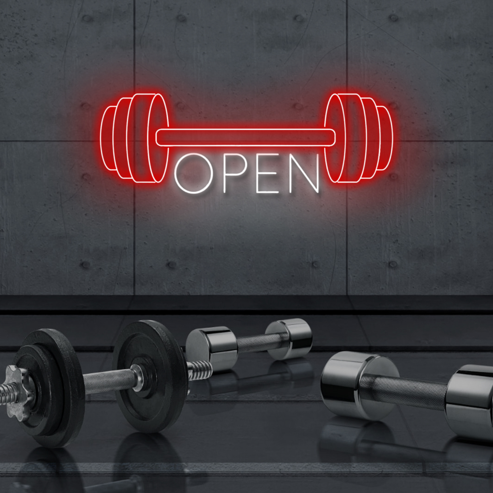Red Gym Fitness Open Neon Sign, Gym open Led Sign, Weightlifting Led Light, Barbell Neon Light, gym Open Wall Art Decor, House Wall Signs Decor for Business Window Open Signs, Fitness Club Decor