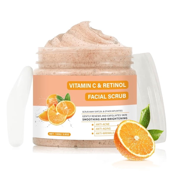 Mooyam Vitamin C Face Scrub, Exfoliating Facial Wash with Retinol 3.5oz