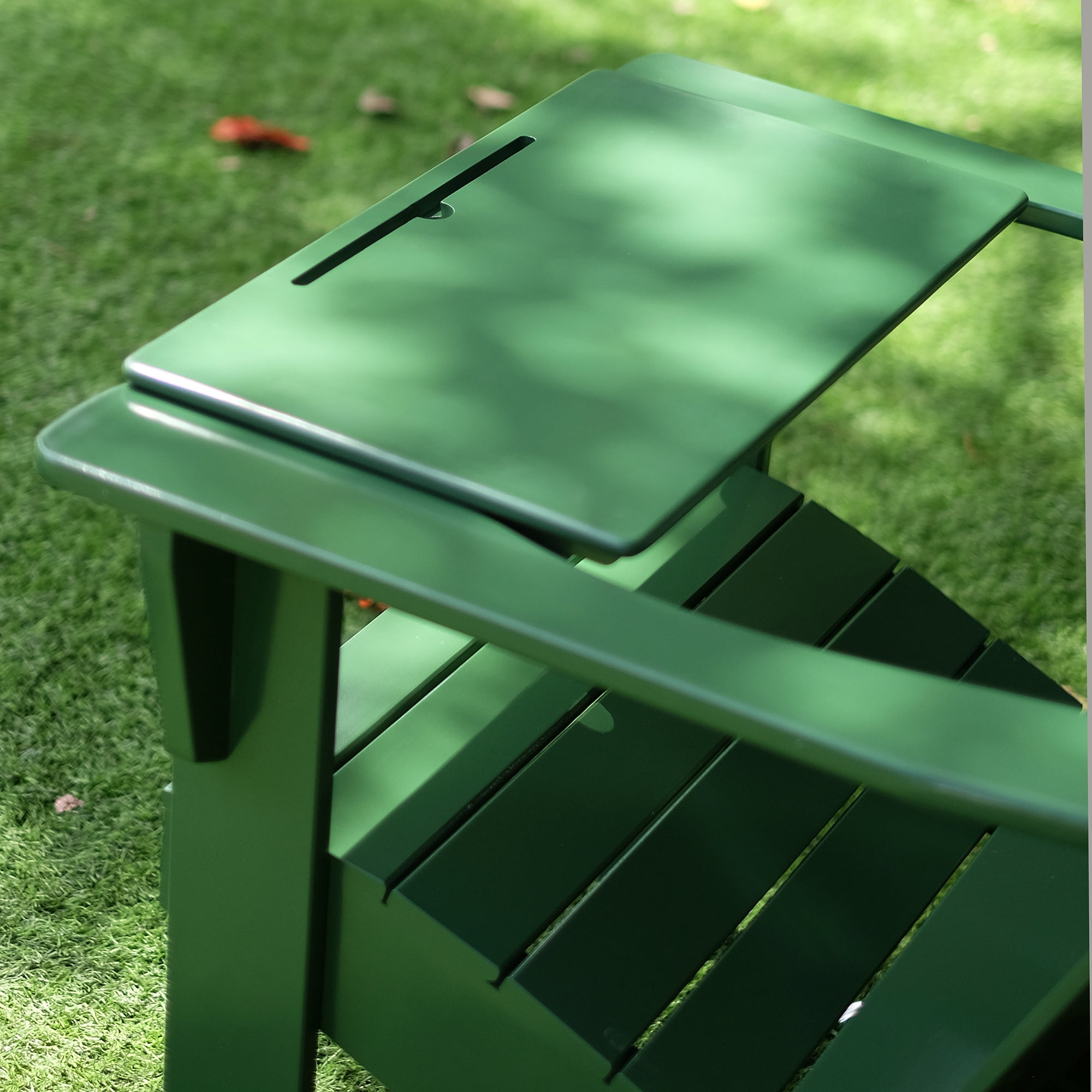 Alston Mahogany Outdoor Adirondack Chair, Free Tray Table, Hunter Green