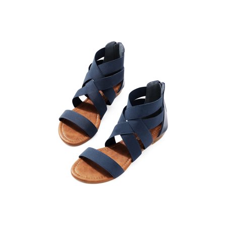 

Women‘s Elastic Ankle Strap Low Wedges Sandals Casual Dressy Summer Flat Sandals Cute Gladiator Shoes Women‘s Footwear