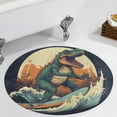thumbnail image 4 of Surfing Dinosaurs Round Rugs -Washable Non-Slip Small Round Area Rug Throw Soft Circle Rugs for Bedroom, Modern Print Indoor Carpet for Entryway Sofa Living Room, 4 of 7