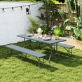 thumbnail image 4 of Costway 6 ft Plastic Folding Bench with 1320 LBS Capacity Handle & Lock For Outdoor Picnic Gray, 4 of 9