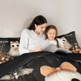 thumbnail image 4 of Manfei Halloween Cute Bow Ghost Twin Comforter Sets 2pcs, Sugar Skull Bat Flower Bedding Set, Black Orange White,Black Reversible,1 Comforter and 1 Pillowcase, 4 of 6