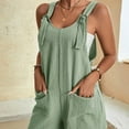 thumbnail image 5 of Women's Summer Casual Sleeveless Rompers Loose Fit Spaghetti Strap Shorts Jumpsuit Beach Cover Up with Pockets-Army Green&39.3inch/165cm, 5 of 5