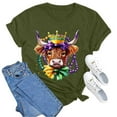 thumbnail image 5 of Womens Casual Tops Crew Neck Short SLeeve Loose Fit Carnival Highland Cattle Printed Tees 2026 Spring Beach Vacation Trendy T Shirts, 5 of 5