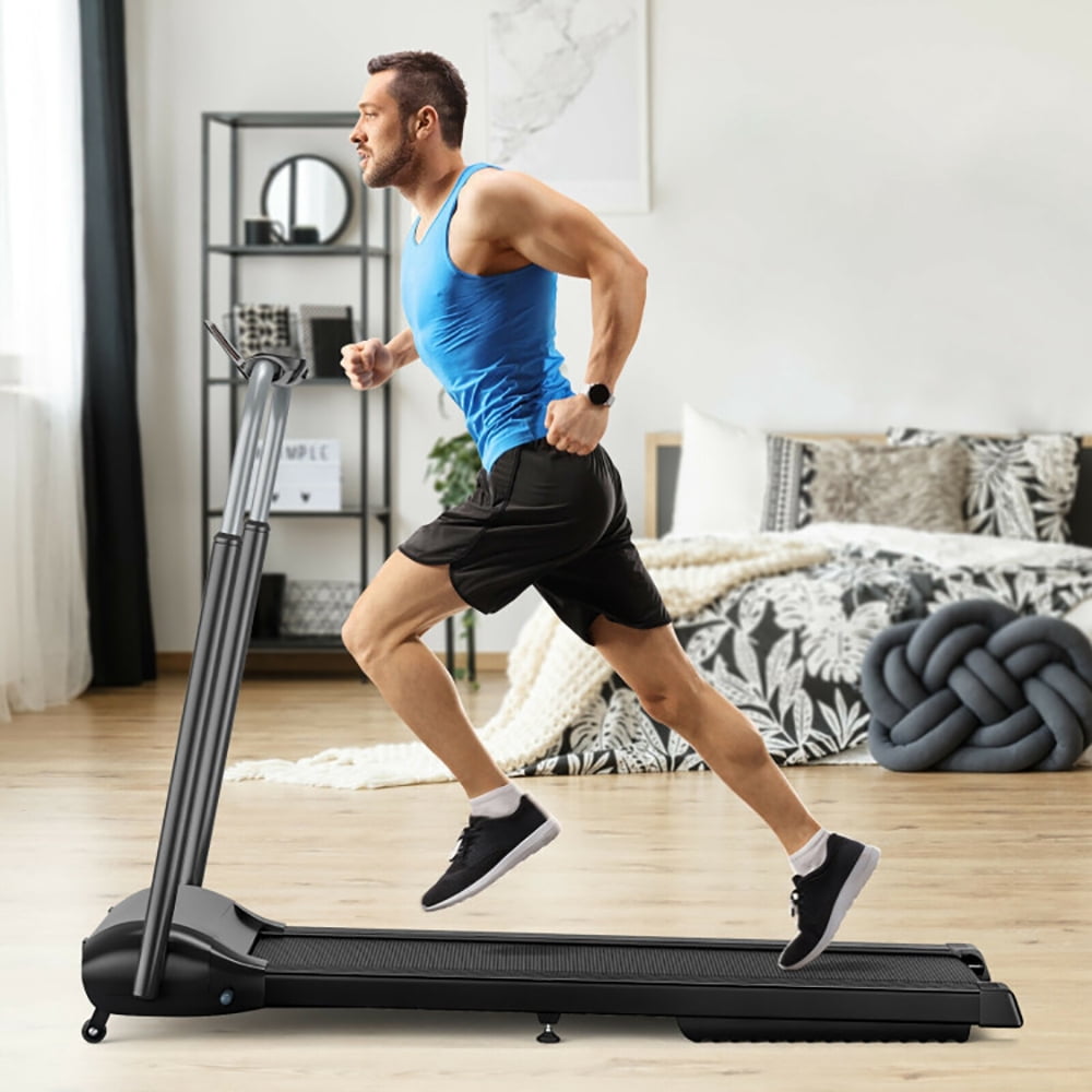 Topcobe Compact Folding Treadmill with Touch Screen APP Control, Indoor Fitness Equipment, Modern Sports Equipment-Black