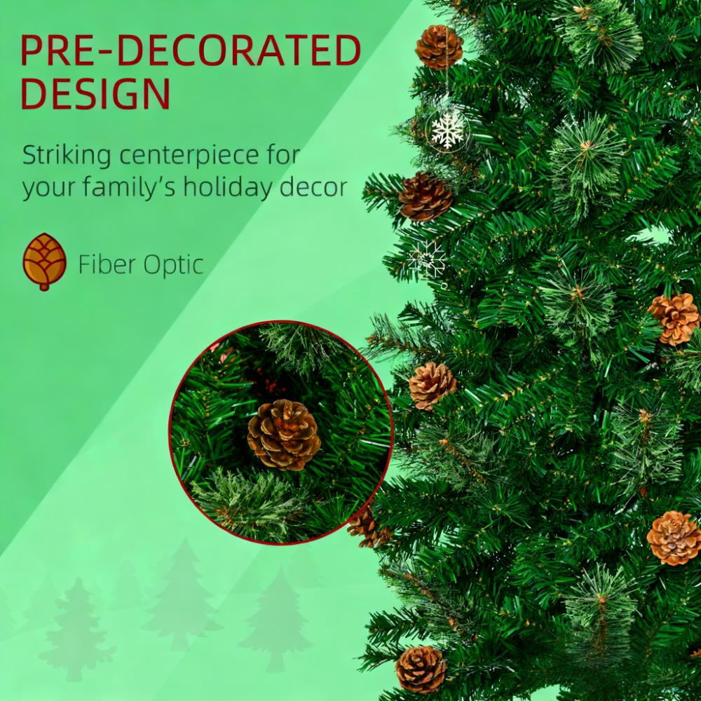 Slim Pine Needles Xmas Tree, 7.5 Foot Pencil Artificial Christmas Tree with Realistic Branches