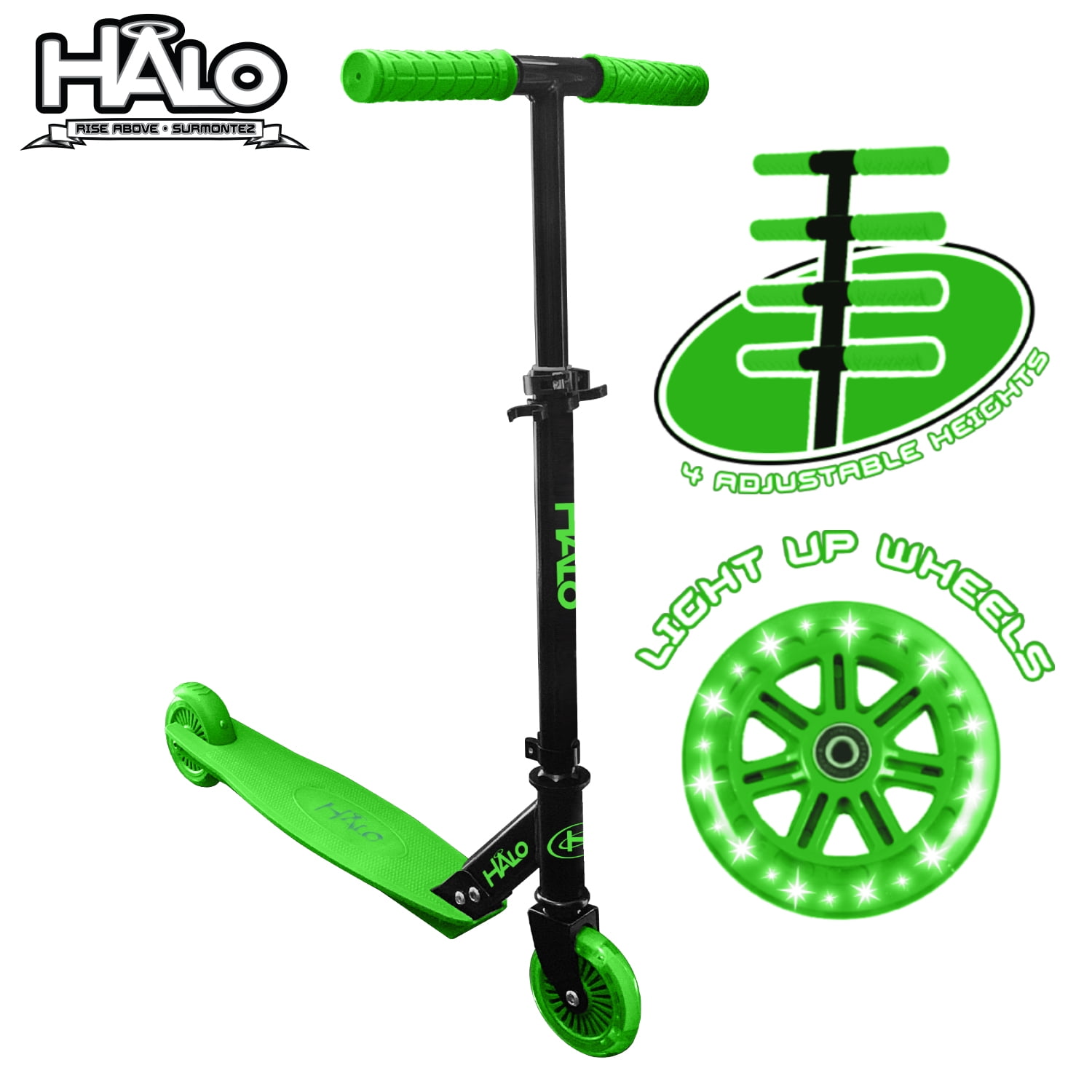 HALO Rise Above 100 mm Inline Scooter Green Designed for All Riders