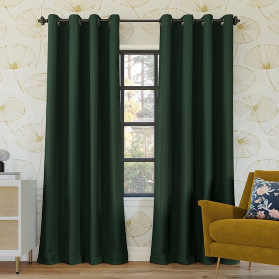 Sun Zero Oslo 2-pack Theater Grade Extreme 100% Blackout Grommet Curtain Panel Pair, 52"W x 108"L, Evergreen