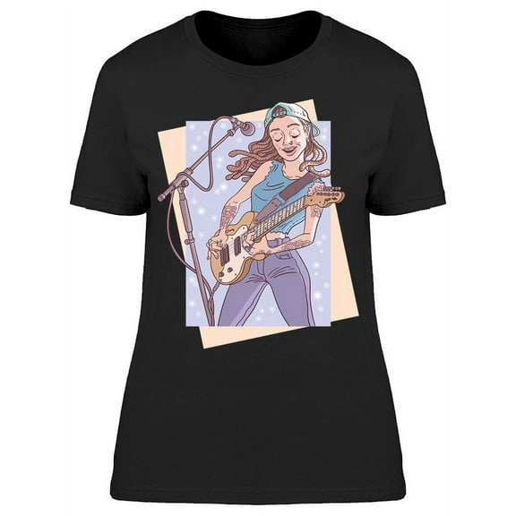 Girl Playing An Electric Guitar T-Shirt Women -Image by Shutterstock, Female Small