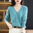 thumbnail image 4 of Women‘s Sweater 2024 Spring Autumn Cardigans V-neck Single Breasted Short Slim Lady Knitwear Tops Solid Korean Fashion Cardigan, 4 of 6
