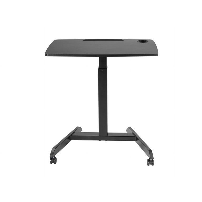 Monoprice Gas Lift Height Adjustable Sit Stand Mobile Rolling Workstation Laptop and Computer Desk V2
