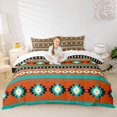 thumbnail image 2 of jejeloiu Bold Aztec Duvet Cover Queen For Men Women,Tribal Pattern Queen Bedding,Orange Teal,Reversible,3 Pieces,1 Duvet Cover and 2 Pillowcases, 2 of 6