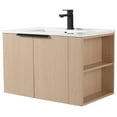 thumbnail image 5 of Fine Fixtures 30" Elmridge Modern Bathroom Vanity with White Ceramic Sink - Wide Interchangable Open Side Shelves - White Oak, 5 of 17