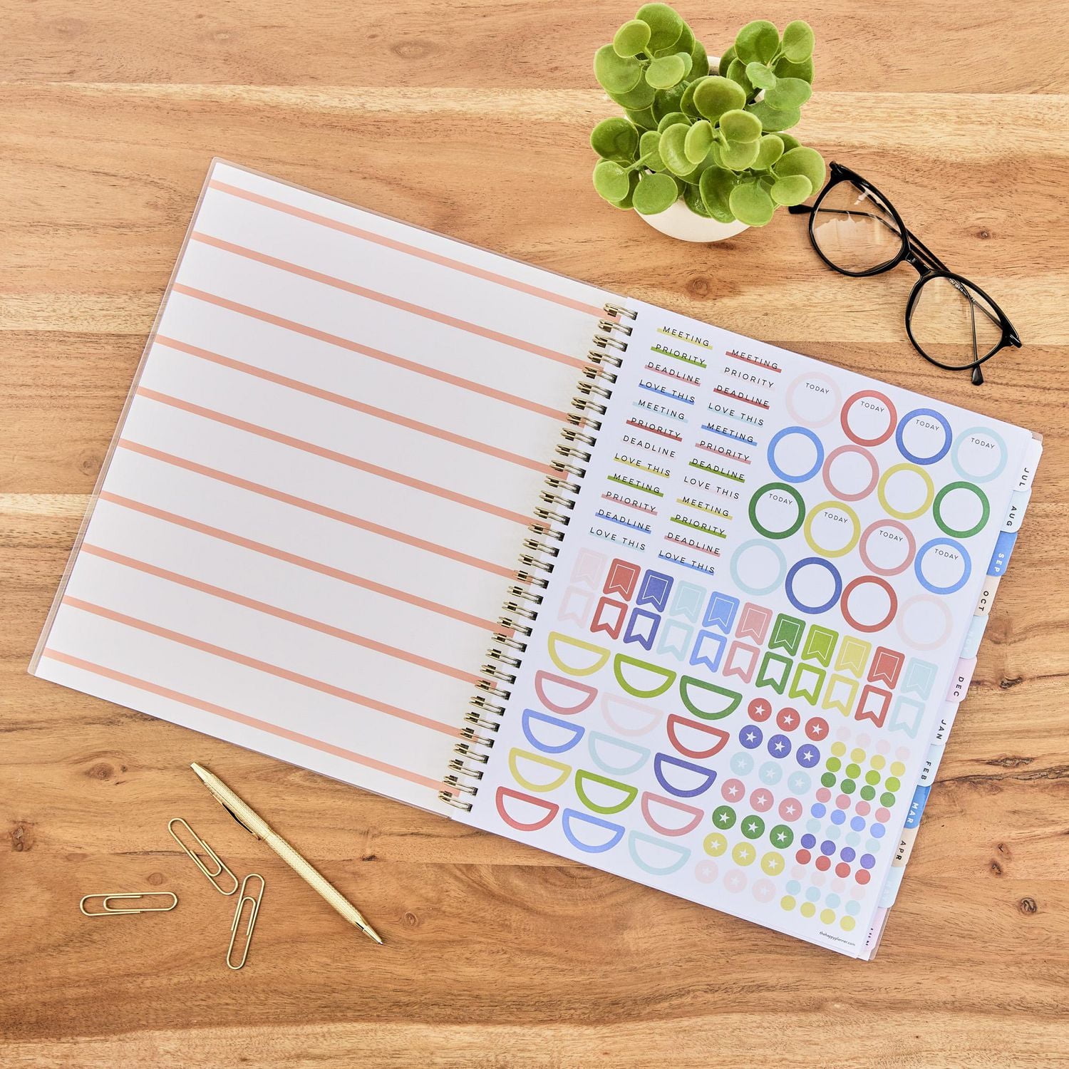 Organized by Happy Planner de 12 mois, Grand format de 25 cm x 30 cm, Marché aux fleurs