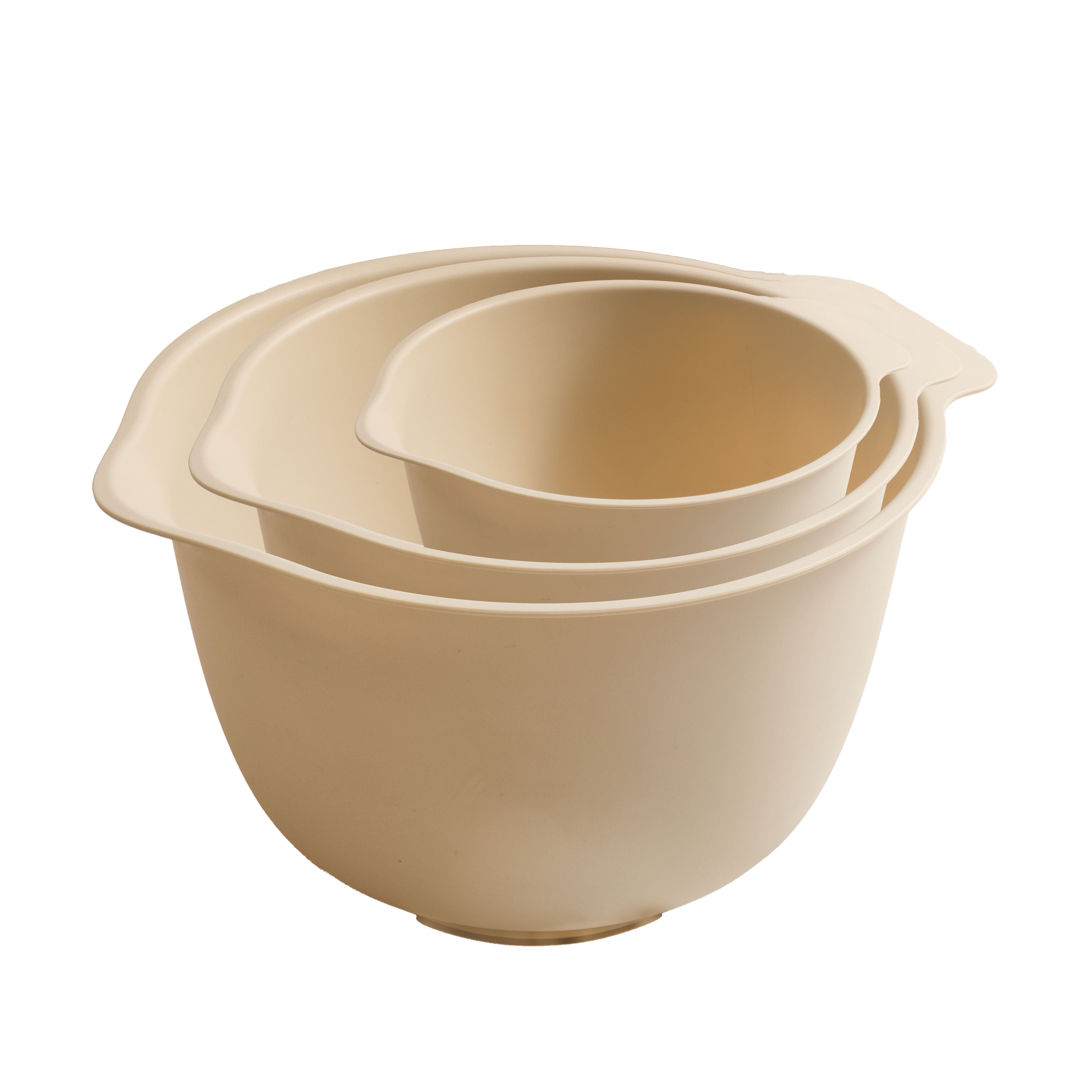 Mainstays 3 Pieces of Mixing Bowl Set, 50% RPP, Recycled Material, 11.81 in, Papyrus Beige