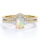 thumbnail image 1 of JeenMata Anillo de Bodas de Pasado, Presente y Futuro con Pavé Curvo de Ópalo Etíope Elíptico de 1 Quilate y Moissanita Engastado en Oro Amarillo de 18 K sobre Plata, 1 of 6